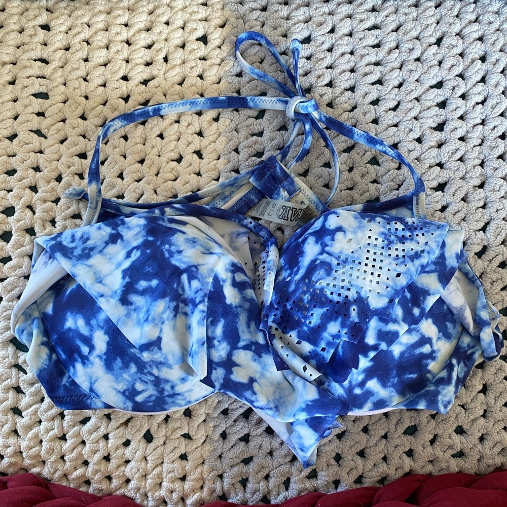 Victorias secret pink large bikini top blue